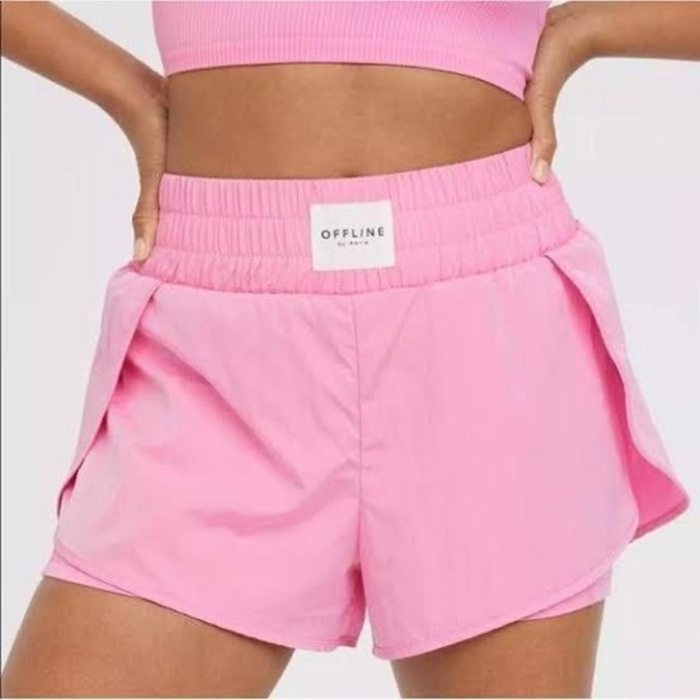 OFFLINE by Aerie The Hugger Pink 2-in-1 Athletic Shorts Women XL